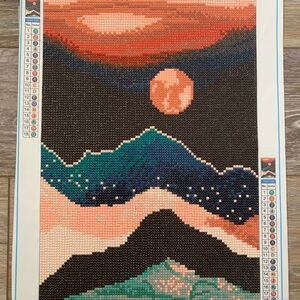 Abstract Landscape Diamond Painting Wall Art - Coral, Teal & Black